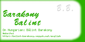 barakony balint business card